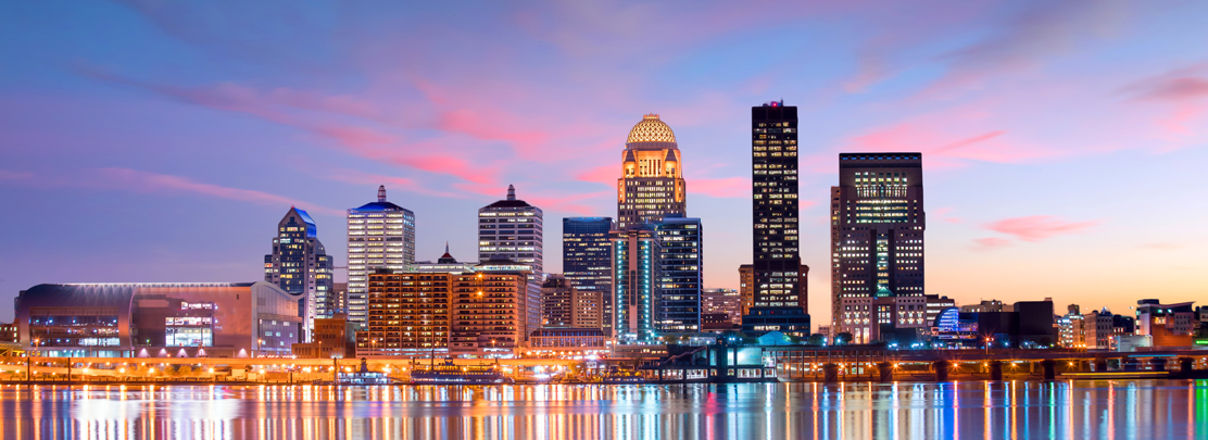 louisville skyline at dusk downtown louisville skyline at dusk