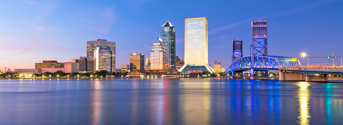jacksonville skyline at dusk downtown jacksonville skyline at dusk