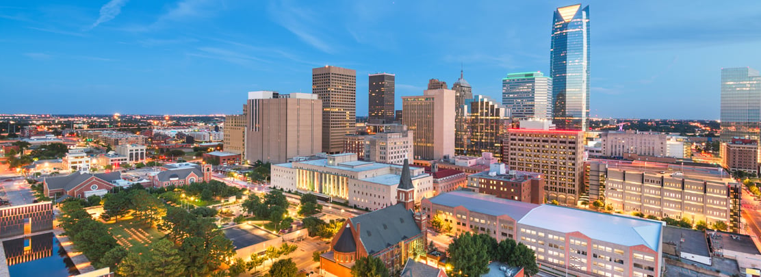 oklahoma city skyline downtown oklahoma city skyline in the evening