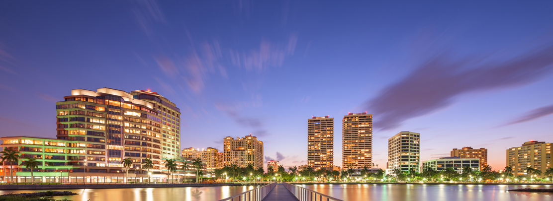 west palm beach skyline at dusk downtown west palm beach skyline at dusk
